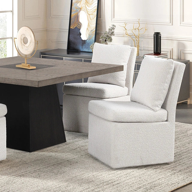 Broager 5 Pc Dining Table Set (White Caster Chairs) Walnut