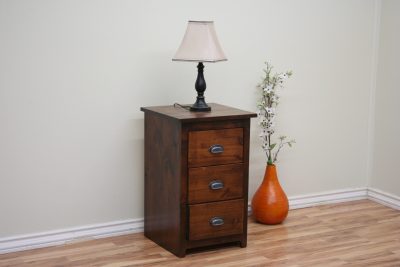 Rustic 3 Drawer Space Saver Nightstand