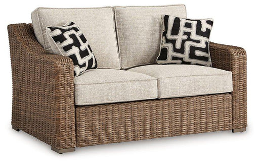 Beachcroft Outdoor Loveseat with Cushion - Barr’s Furniture (Riverside CA)