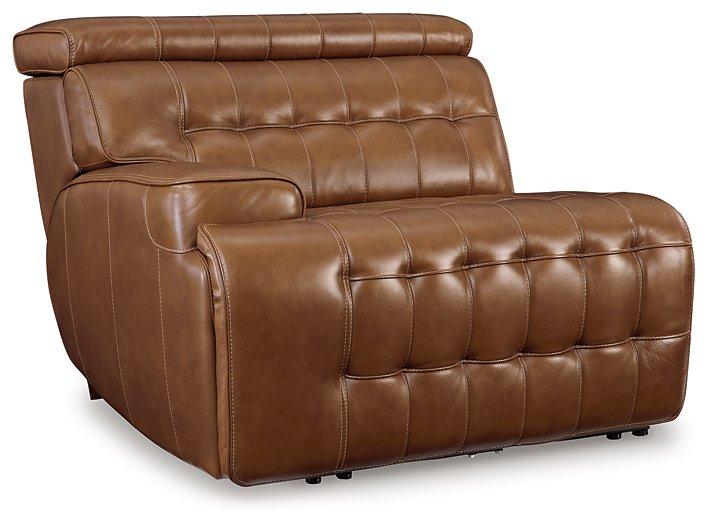 Temmpton Dual Power Leather Reclining Modular Loveseat with Console