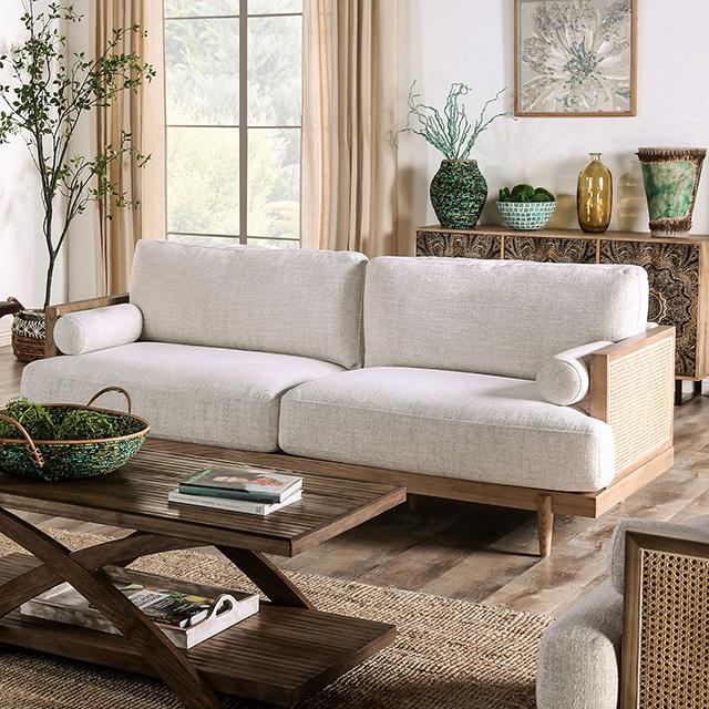 ALESUND Sofa, Beige/Light Oak, Natural & Brown