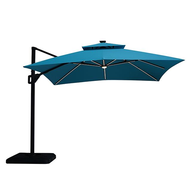 Sano 10 Ft Square Umbrella w/ Double Top w/ LED + 37" Large Base - Barr’s Furniture (Riverside CA)