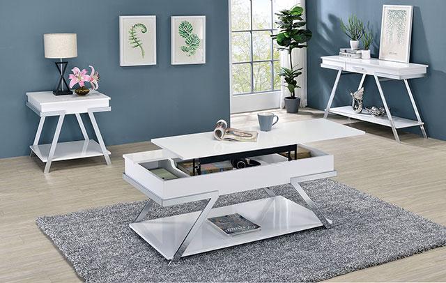 TITUS End Table, White/Chrome - Barr’s Furniture (Riverside CA)
