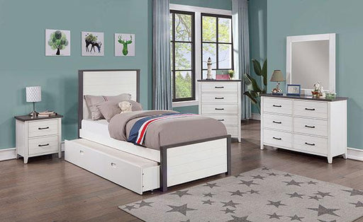 PRIAM Full & Twin Bed, White/Gray, Pink, Chrome, & Yellow - Barr’s Furniture (Riverside CA)