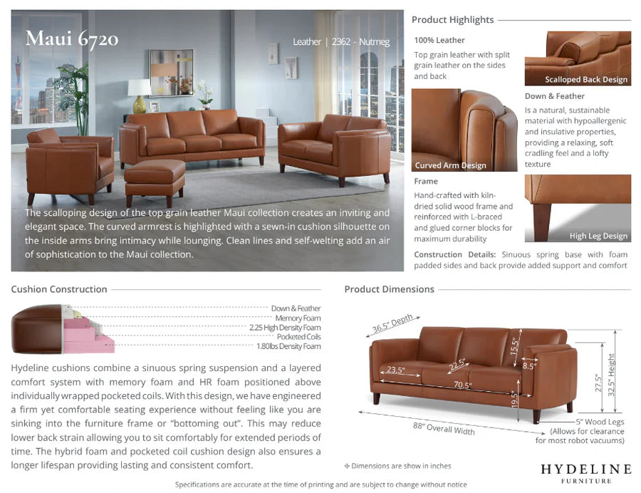 Maui Leather Sofa Collection