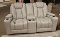 Elevate Edges Glider Reclining Loveseat with Console - Barr’s Furniture (Riverside CA)