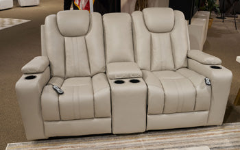 Elevate Edges Glider Reclining Loveseat with Console - Barr’s Furniture (Riverside CA)