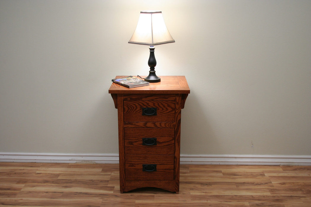 Mission Oak 3 Drawer Space Saver Nightstand