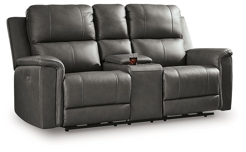 Bleckley Power Reclining Loveseat with Console - Barr’s Furniture (Riverside CA)