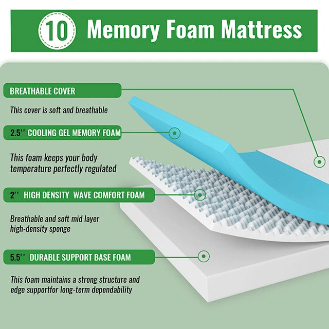 Coreopsis 10" E.King Memory Foam Wave Comfort