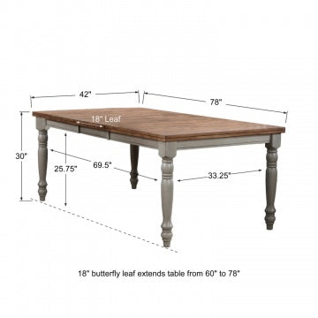 Barnwell 78" Leg Table w/ 18" Butterfly Leaf