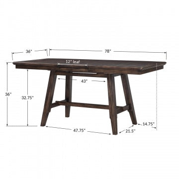 Daphne 78" Tall Table w/ 12" Leaf