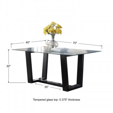 Encore-Ebony 70" Glass Top Table