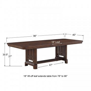 Kentwood 96" Trestle Table w/ 18" Leaf