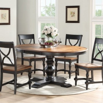 Torrance-Ebony 66" Pedestal Table w/ 18" Leaf