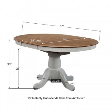 Pacifica 57"Pedestal Table w/ 15" Butterfly Leaf