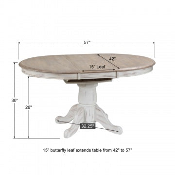 Prescott 57" Pedestal Table w/ 15" Butterfly Leaf