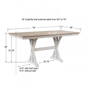 Prescott 78" Tall Table w/ 18" Butterfly Leaf