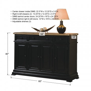 Quails Run-Almond/Ebony 60" Sideboard