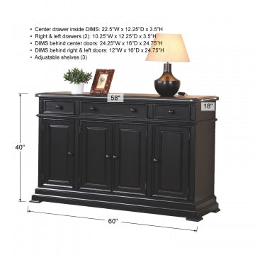 Quails Run-Ebony 60" Sideboard