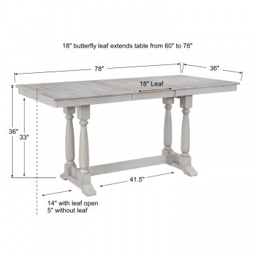 Ridgewood 78" Tall Table w/ 18" Butterfly Leaf