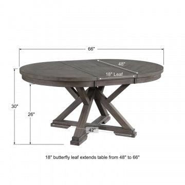 Stratford 66" Round Table w/ 18" Butterfly Leaf