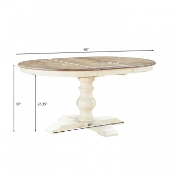 Torrance-White 66" Pedestal Table w/ 18" Leaf