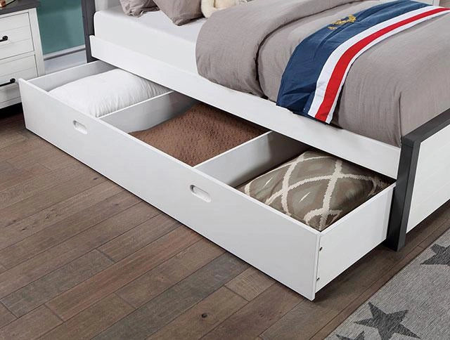 PRIAM Full & Twin Bed, White/Gray, Pink, Chrome, & Yellow